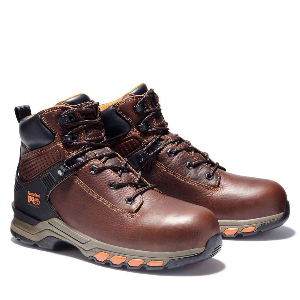 Timberland Mens Work Boots PRO® Hypercharge 6\" Comp Toe - Brown/Black - India TJ7314596